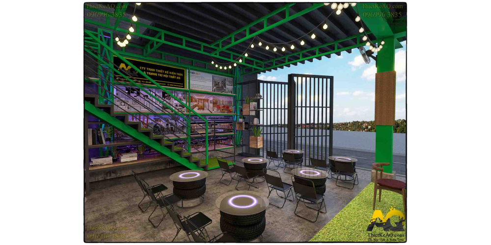 Quán cafe khung thép tiền chế Vũng Tàu (14x23,7)