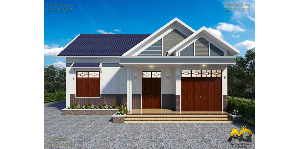Nhà vườn cấp 4 mái Thái hiện đại (12,3x19,8) - Anh Phương (Quảng Ngãi)