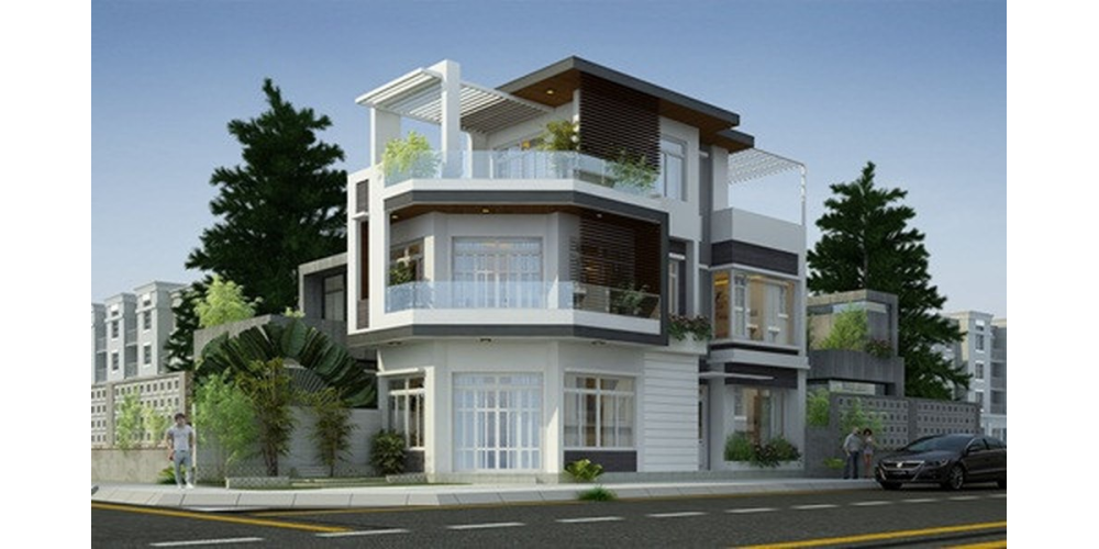 Những mẫu nhà phố 2 mặt tiền lô góc đẹp năm 2024