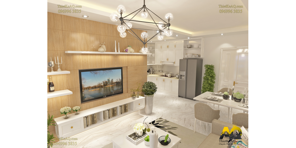 thiết kế nội thất căn hộ chung cư 90m2
