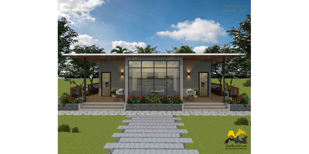 Thiết kế nhà cấp 4 hiện đại cho anh Bằng ở Cà NA (8x10)