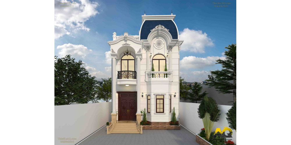 Biệt thự tân cổ điển mái Mansard của anh Mười - Bình Dương(7x17.2)