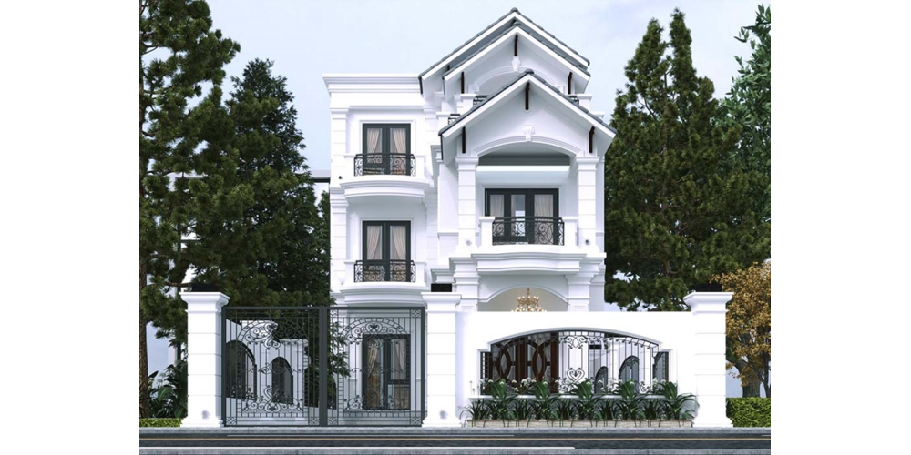Những mẫu nhà 2 tầng mái Thái mặt tiền 8m