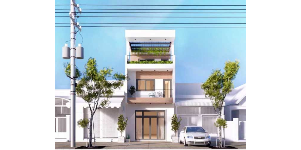 Nhà phố 2 tầng 1 sân thượng mặt tiền 5m