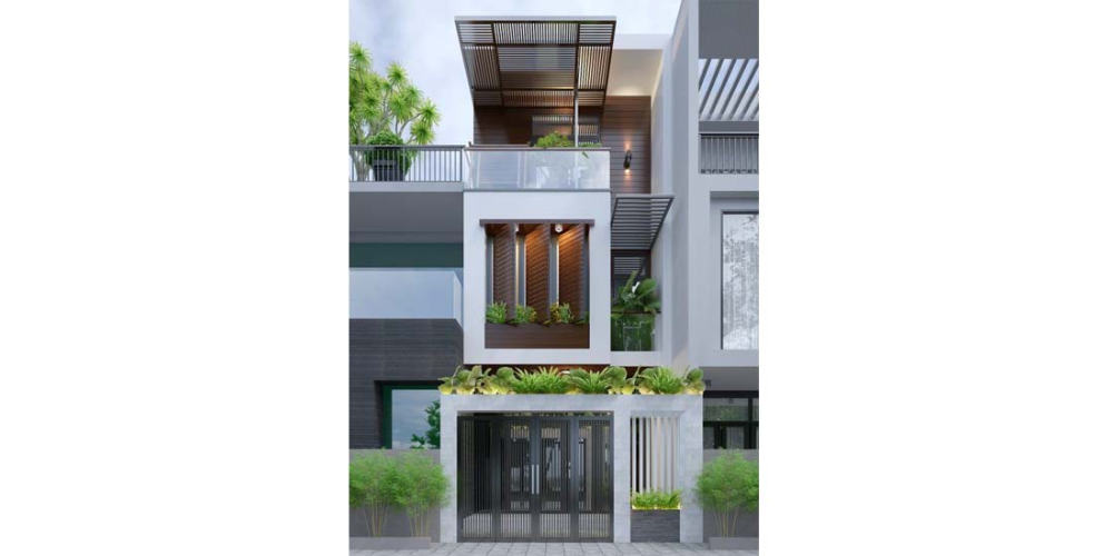 Nhà phố kết hợp cây xanh hiện đại mát xanh