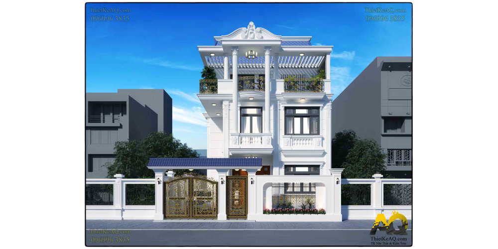 Biệt thự tân cổ điển mái Mansard của anh Hiền - Vĩnh Long(10x18)
