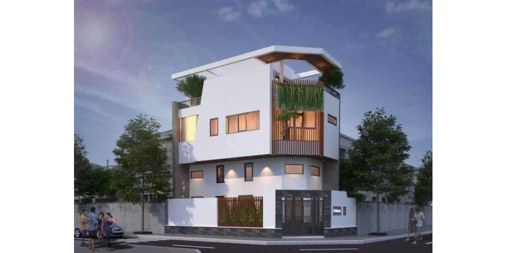 Những mẫu nhà 4 tầng lô góc 2 mặt tiền