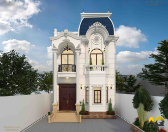 Biệt thự tân cổ điển mái Mansard của anh Mười - Bình Dương(7x17.2)