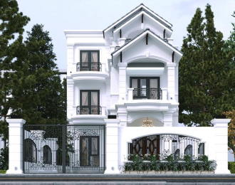 Những mẫu nhà 2 tầng mái Thái mặt tiền 8m