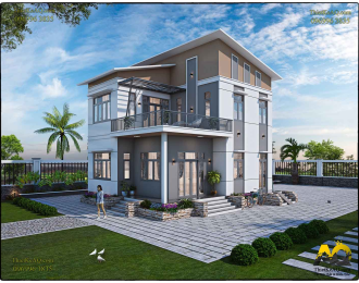 Nhà 2 tầng mái lệch hiện đại (8,3x10,5) - Anh Cường (Long An)