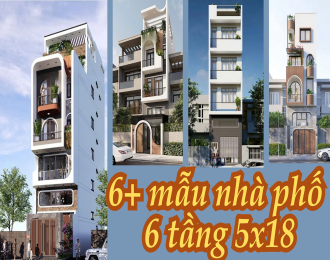 6+ Mẫu nhà phố đẹp 5 x 18 - 1 trệt 1 lửng 3 lầu và tum sân thượng 