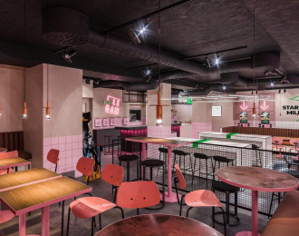 Thiết kế quán ăn hiện đại phong cách Retro Neon cực chất