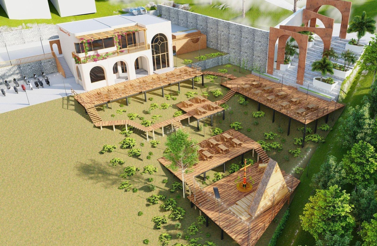 Thiết kế quán cafe chiều tà, bình yên, ấm áp gần gửi thiên nhiên 1